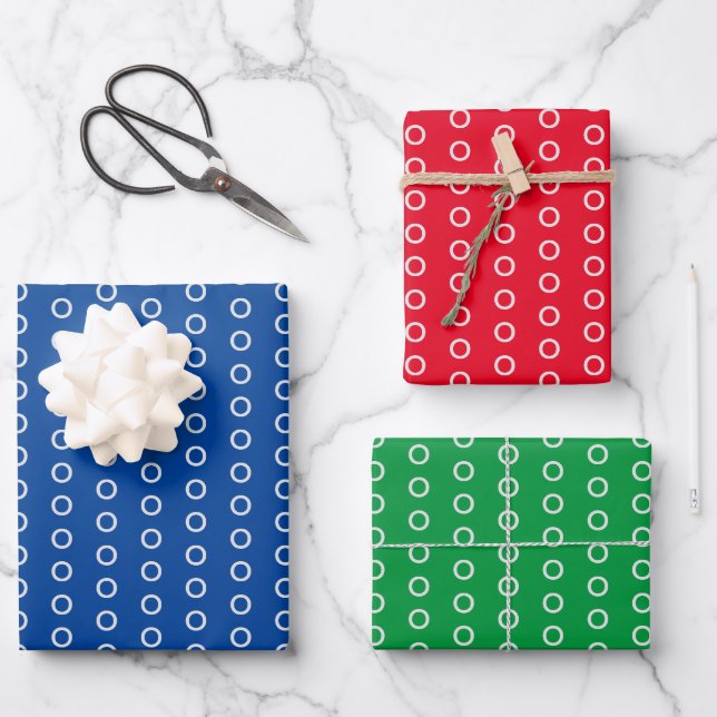 Simple Circles Pattern on Bright Colours Wrapping Paper Sheet (Front)