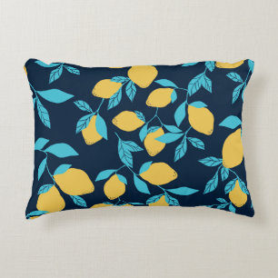 Simple citrus: lemons on blue. accent pillow