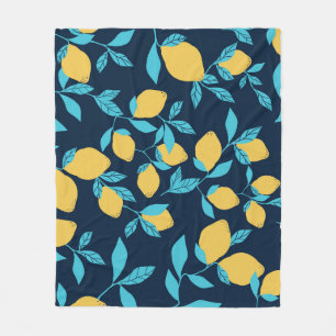 Simple citrus: lemons on blue. fleece blanket