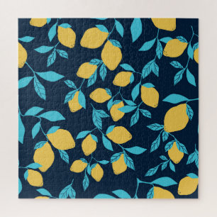 Simple citrus: lemons on blue. jigsaw puzzle