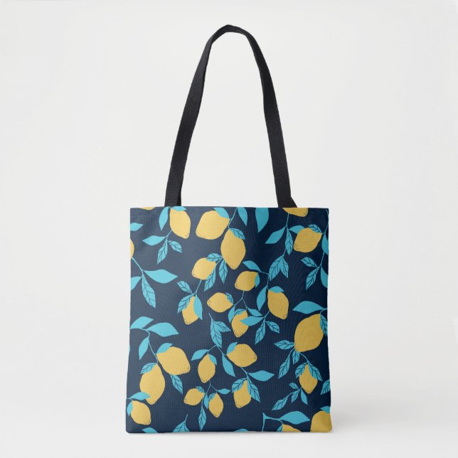 Simple citrus: lemons on blue. tote bag (Front)