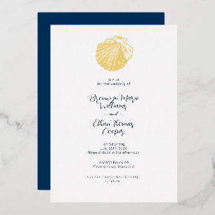 Simple Clam Seashell and Deep Prussian Blue