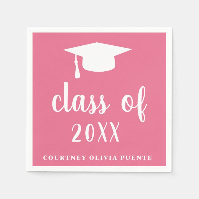 Simple Class Of Mortar Board Modern Graduation Napkin (Front)