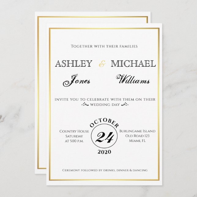 Simple Classic and Elegant Cordial Invitation (Front/Back)