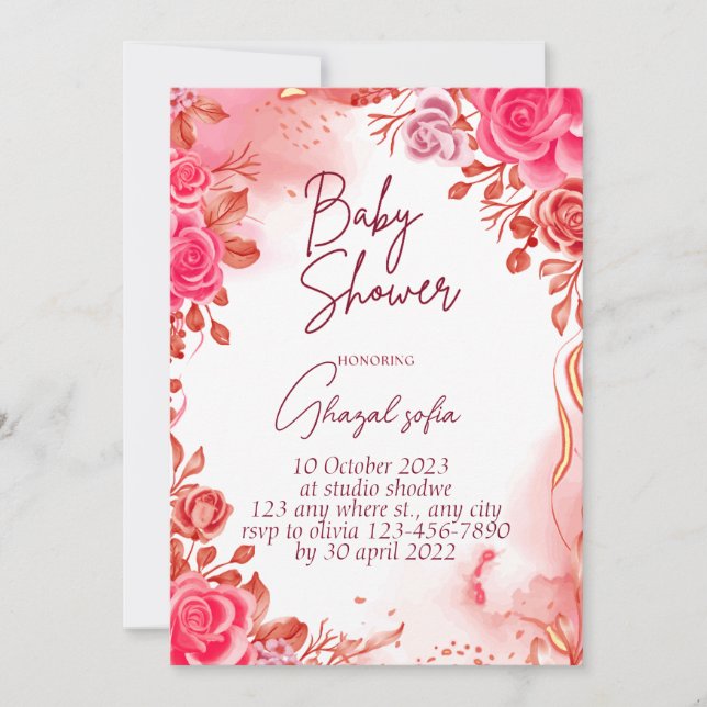 Simple Classic  Baby Girl Shower Invitation (Front)