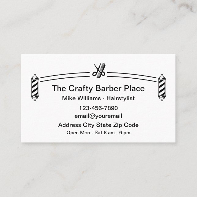 Simple Classic Barber Shop Business Card (Front)