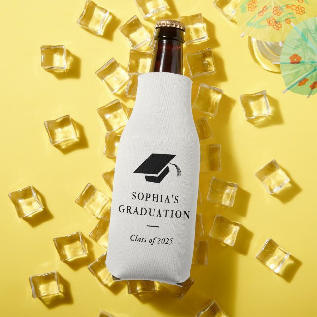Simple Classic Black and White Graduation Bottle Cooler (In Situ Summer)