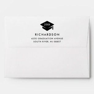 Simple Classic Black and White   Graduation Envelope