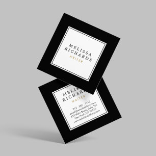 Simple Classic Black and White Square Business Card