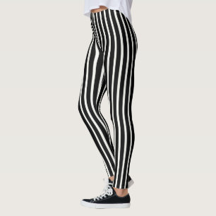 Simple Classic Black and White Vertical Striped Leggings