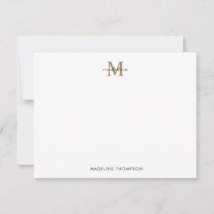 Simple Classic Black Gold Monogram Script Card