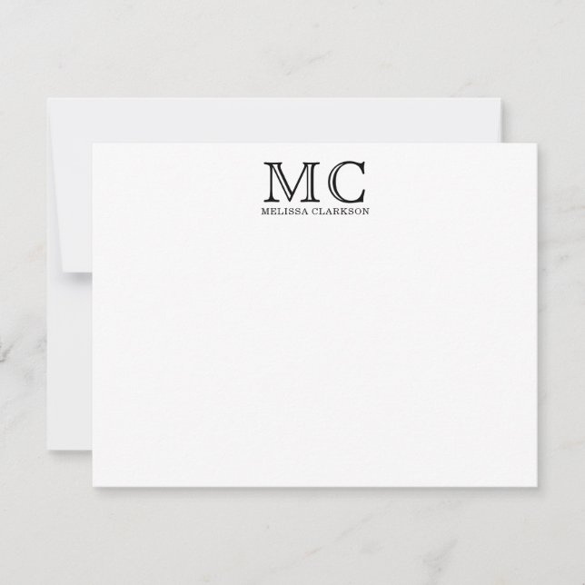 Simple Classic Black Monogram Typography Card (Front)