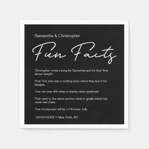 SImple Classic Black White Wedding fun facts Napkin