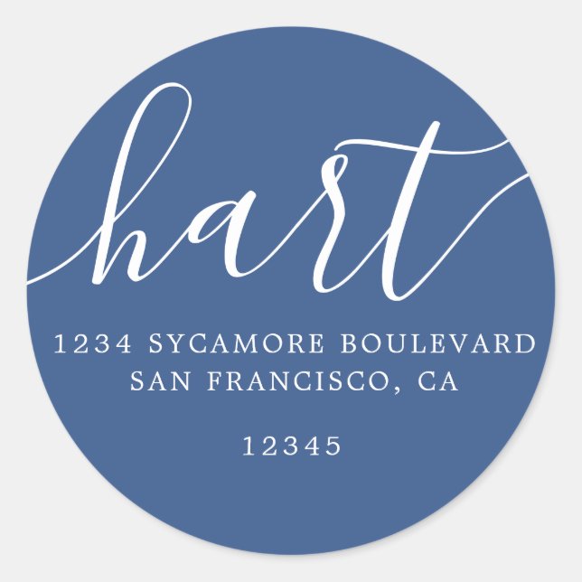 Simple Classic Blue Family Return Address Label (Front)