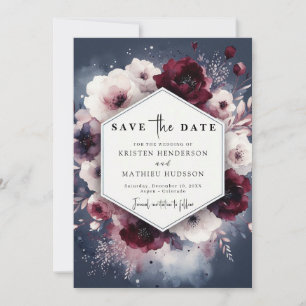 Simple Classic Burgundy Wedding Save The Date