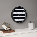 Simple Classic Chic Black And White Striped Wall   Clock<br><div class="desc">Simple Classic Chic Black And White Striped Rustic Wall Clock. The clock goes beautifully with Traditional, Modern, Rustic, and Shabby Chic decor. A welcome addition to any Home and a wonderful housewarming gift as well. Simple Classic Chic Black And White Striped Wall Clock, is part of the Black And White...</div>