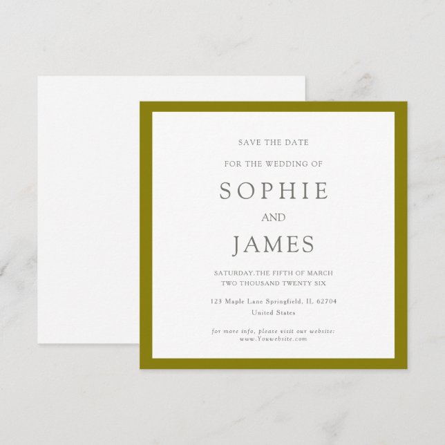 Simple classic chic colour save the date  Wedding (Front/Back)