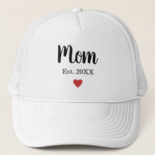 Simple Classic Chic Cute Mom Est Year Little Heart Trucker Hat