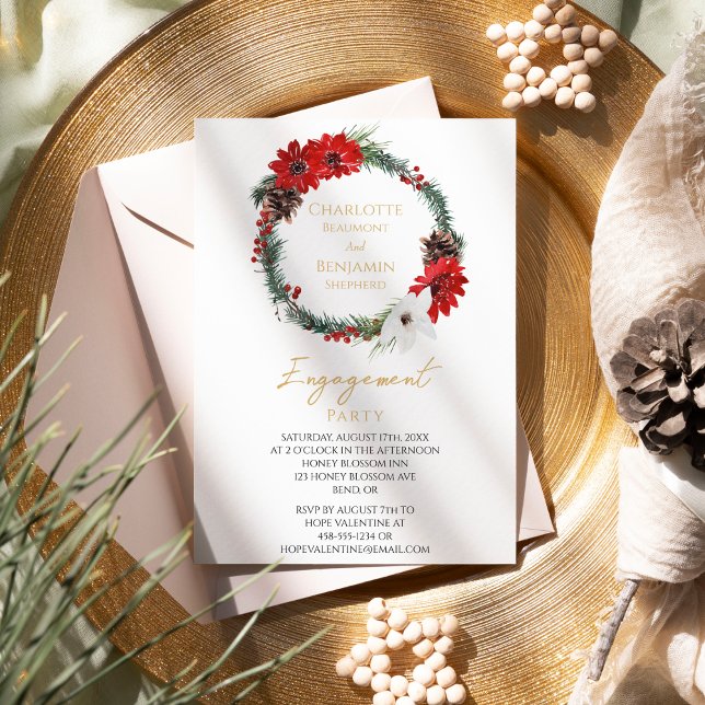 Simple Classic Christmas Engagement Party Invitation (Creator Uploaded)