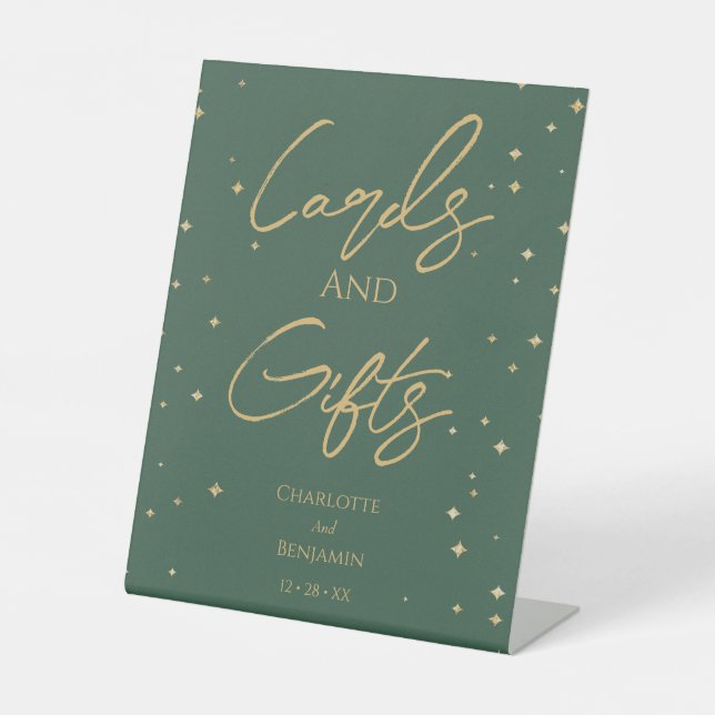 Simple Classic Christmas Wedding Cards and Gifts Pedestal Sign (Front)