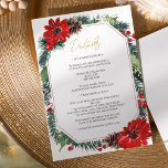 Simple Classic Christmas Wedding Details Enclosure Card<br><div class="desc">This simple classic Christmas wedding details enclosure card features a clean, bright white backdrop with simple, minimalist black and gold lettering and handwritten calligraphy accents. Embellishments of beautiful and classic green and red Christmas wreaths with delicate gold features create a perfect winter holiday aesthetic while maintaining a polished elegance for...</div>