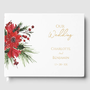 Simple Classic Christmas Wedding Guest Book