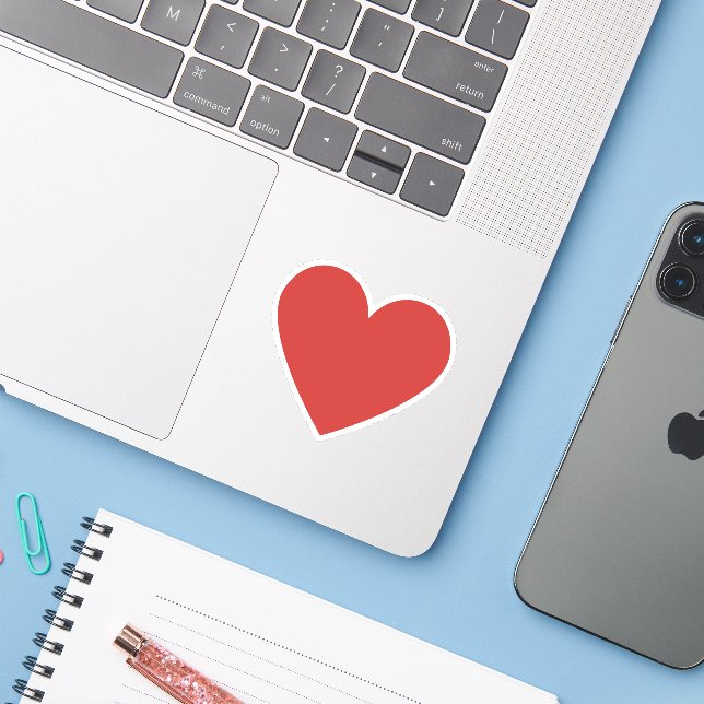 Simple Classic Cute Large Red Heart (Laptop w/ iPhone)
