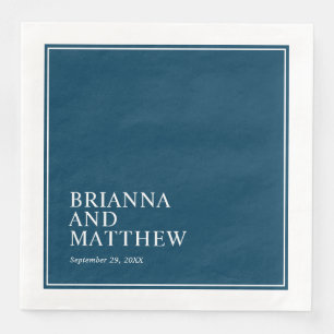 Simple Classic Double Frame in Navy Blue and White Napkin
