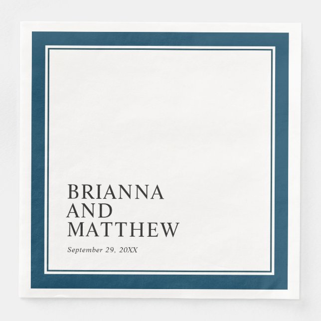 Simple Classic Double Frame in Navy Blue Napkin (Front)