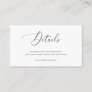 Simple Classic Elegant Black and White Wedding Enclosure Card