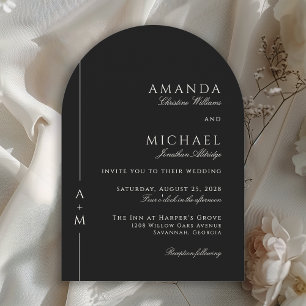 Simple Classic Elegant Black Minimal Wedding Invitation