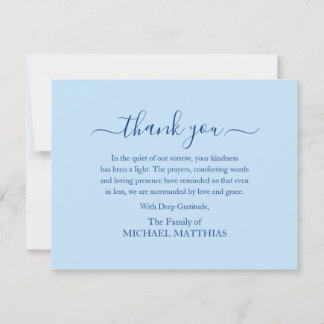Simple Classic Elegant Blue Funeral Grief Memorial Card