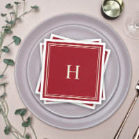 Simple Classic Elegant Cranberry Red with Monogram