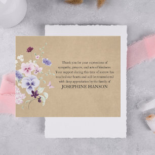 Simple Classic Elegant Floral Bereavement Funeral Thank You Card