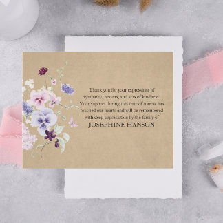 Simple Classic Elegant Floral Bereavement Funeral Thank You Card