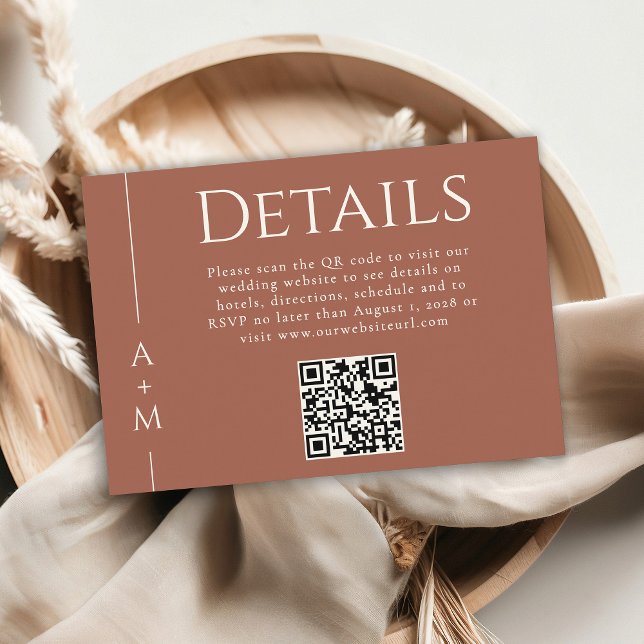 Simple Classic Elegant Monogram Details QR code Enclosure Card (Creator Uploaded)