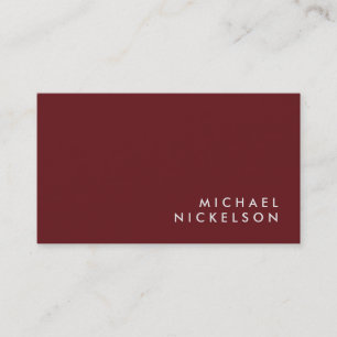 Simple Classic Elegant   Name on Burgundy Business Card