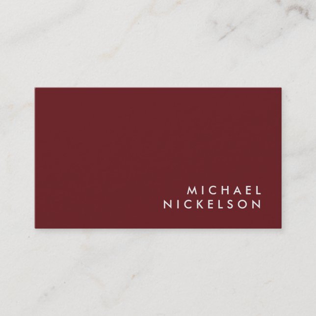 Simple Classic Elegant | Name on Burgundy Business Card (Front)
