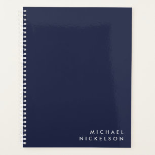 Simple Classic Elegant Name on Dark Navy Blue Planner