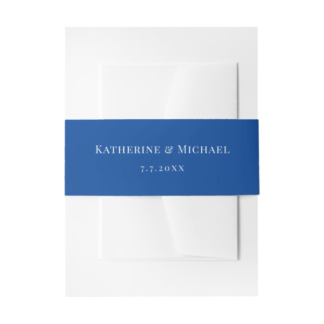 Simple Classic Elegant Navy Blue Wedding Invitation Belly Band (Front Example)
