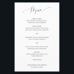 Simple Classic Elegant Wedding Menu<br><div class="desc">Classic white wedding menu with the header in a delicate script.   A simple layout without any graphics makes this an elegant and timeless design,  perfect for a formal wedding.  These cheap wedding menus are printed on sheets of paper for a budget friendly option.</div>