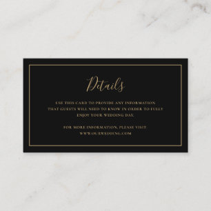 Simple Classic Formal Black Gold Elegant Wedding Enclosure Card