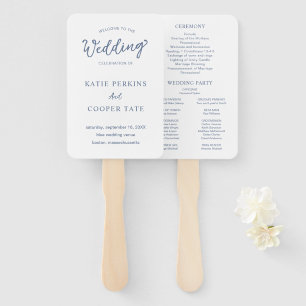 Simple Classic Formal Dusty Blue Elegant Wedding Hand Fan
