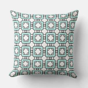 simple classic geometric pattern turquoise with bl outdoor pillow