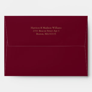 Simple classic gold burgundy custom elegant chic  envelope