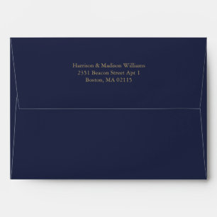 Simple classic gold dark navy custom elegant chic envelope