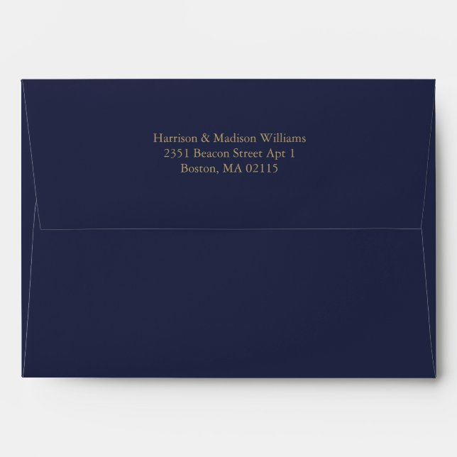 Simple classic gold dark navy custom elegant chic envelope (Back (Top Flap))