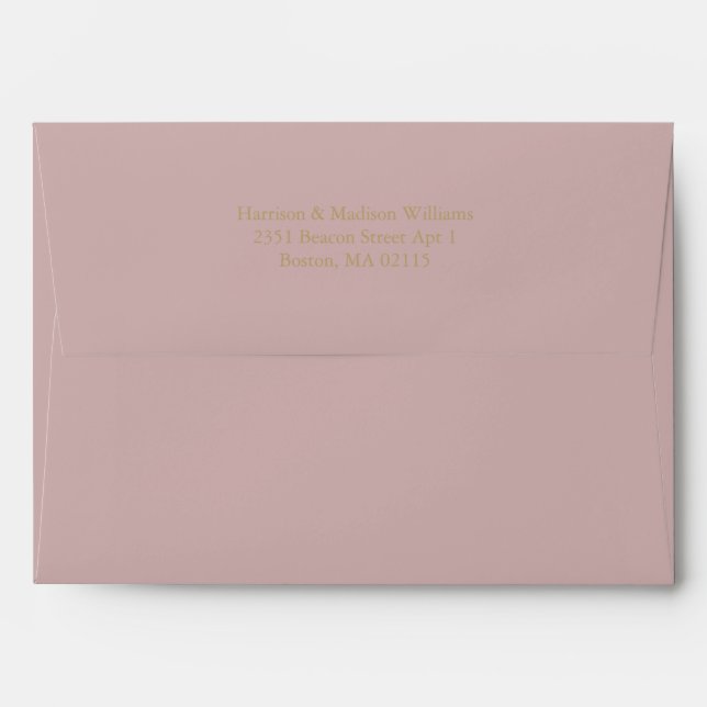 Simple classic gold dusty rose custom elegant chic envelope (Back (Top Flap))