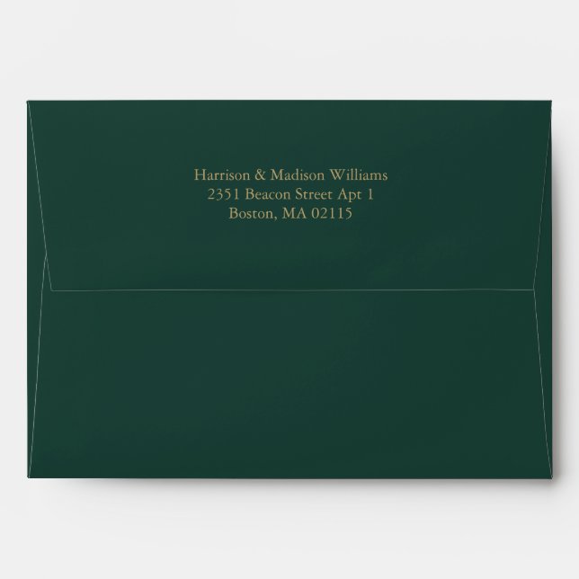 Simple classic gold emerald green custom elegant envelope (Back (Top Flap))