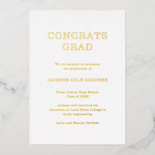 Simple Classic Gold Graduation Announcement